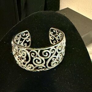 Diamond accent cuff in Silver.